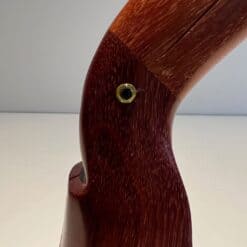 French 1970s Carved Hardwood Toucan Sculpture - Eye Detail - Styylish