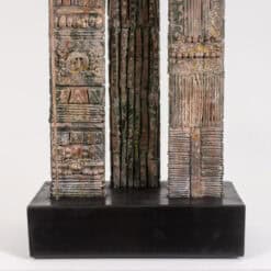 Lawrence Signed Double-Sided Carved Wood Sculpture - Base Detail - Styylish