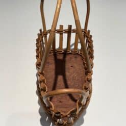 French 1970s Rattan Bottle Holder - Top Frontal View - Styylish