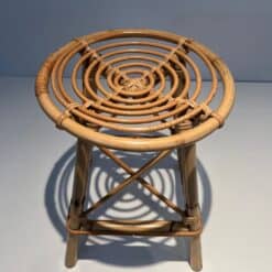 Jean Royère Style Rattan Drum Stool - Image 7