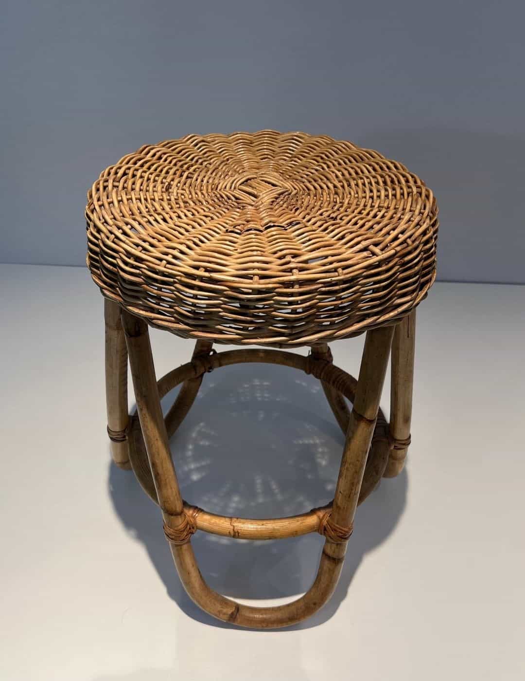 Franco Albini Style Rattan Stool - Image 7