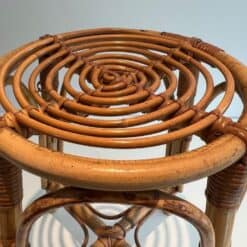 French 1940s–1950s Rattan Drum Stool - Image 7