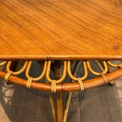 French Mid-Century Trampoline Rattan Coffee Table - Image 7