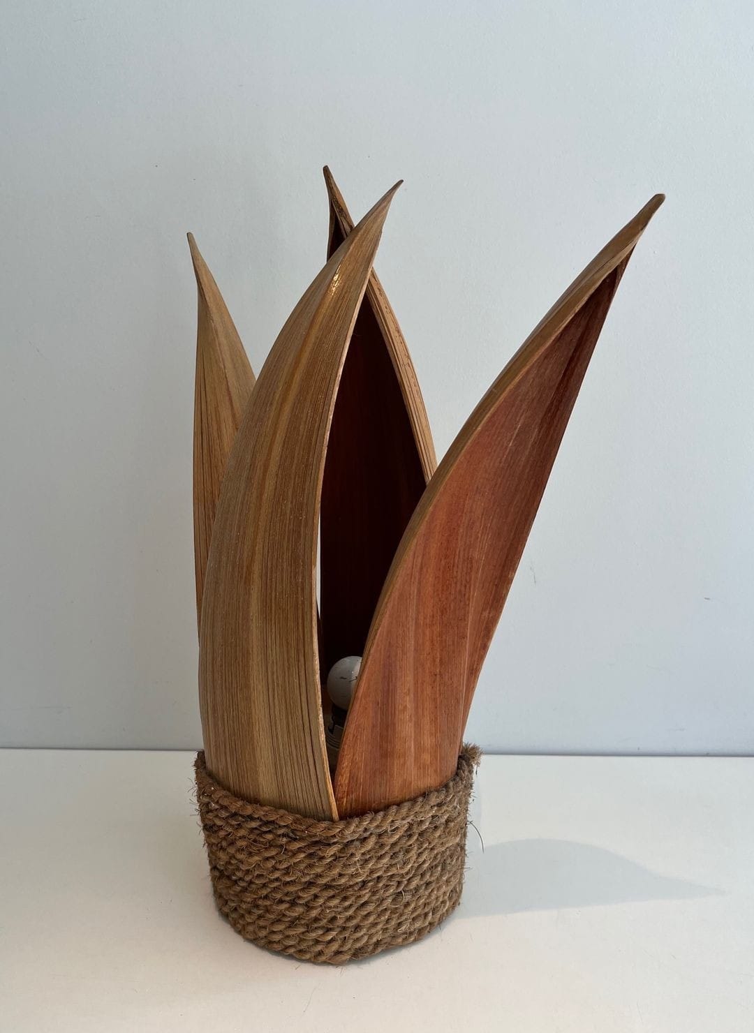 French 1970s Rattan Palm Tree Lamp - Image 7