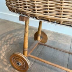 French 1940s Vintage Rattan Baby Cradle - Image 7