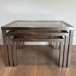 Guy Lefèvre Style Smoked Glass Nesting Tables - Image 7