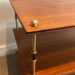 Maison Jansen Mahogany and Brass Three-Tier Side Tables - Corner Detail - Styylish