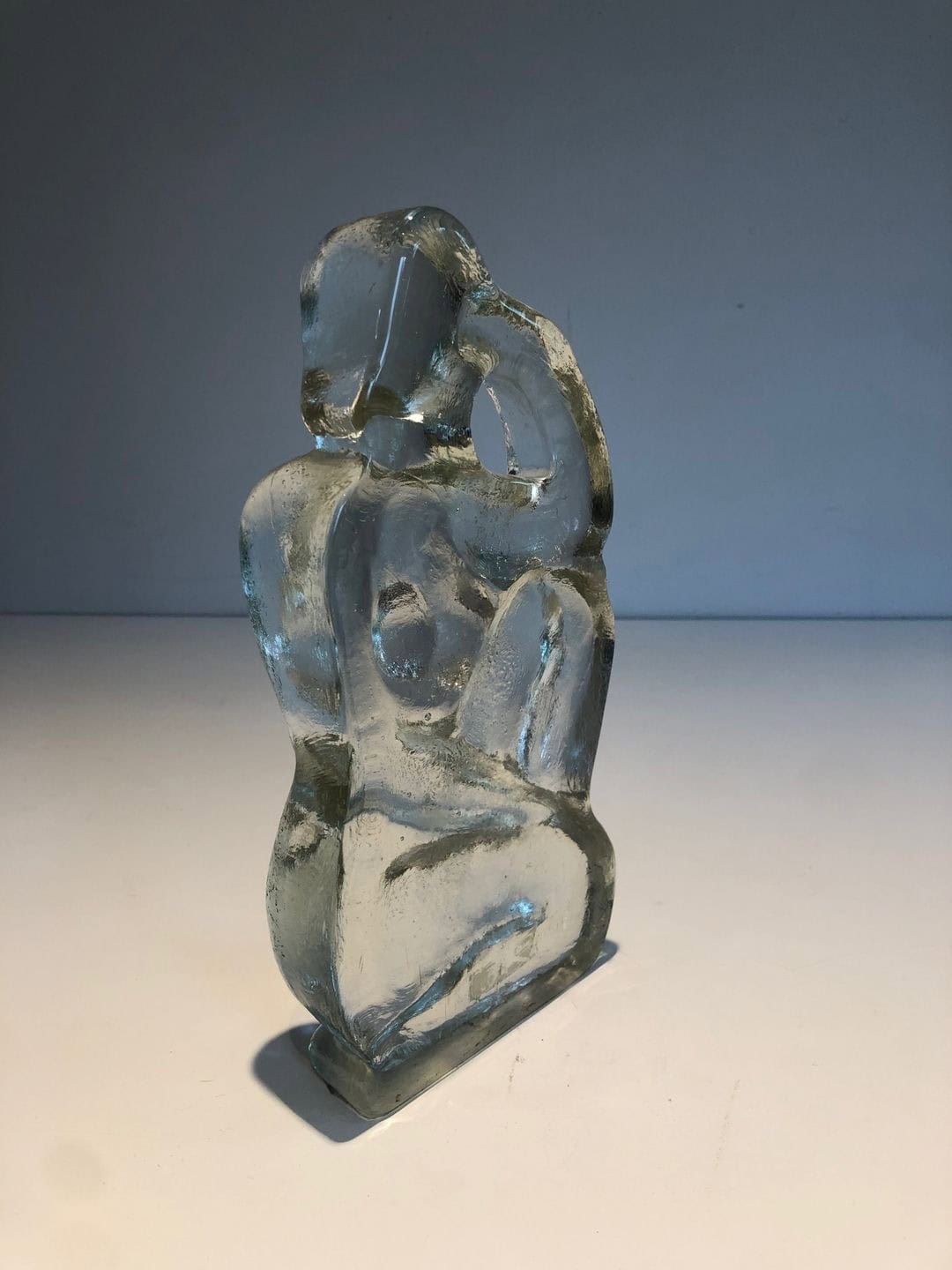 French Art Deco Style Clear Glass Female Nude Sculpture - Angled View Three - Styylish