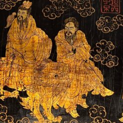 French Chinoiserie Black Lacquer and Gilt Panel - Image 7