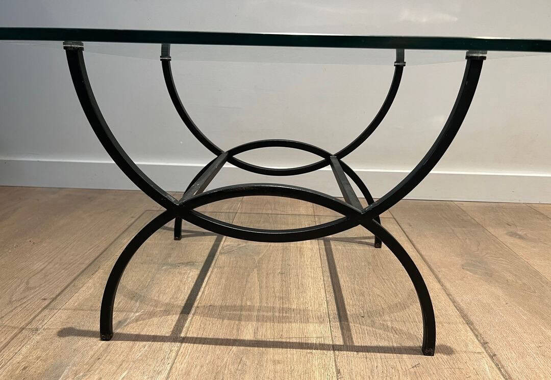 French Mid-Century Black Iron and Glass Side Tables - Image 7