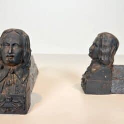 Beethoven Cast Iron Andirons - Front and Side Detail - Styylish