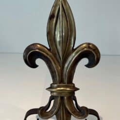 French Fleur-de-Lys Bronze Andirons - Front Detail - Styylish