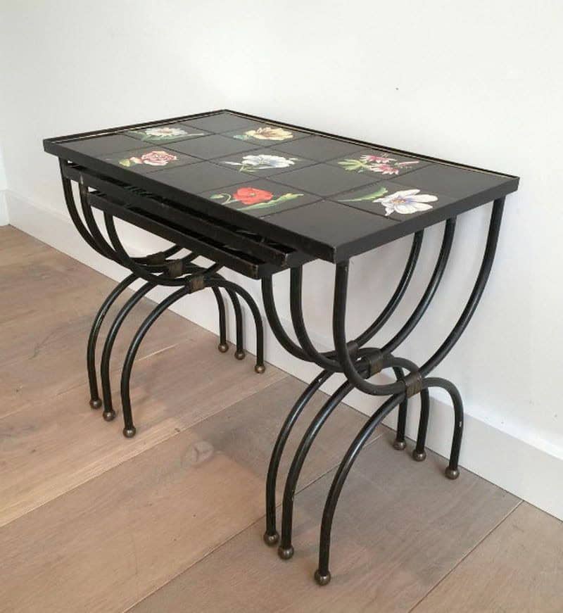 Set of Nesting Tables in Ceramic and Metal, Circa 1950 - Image 7