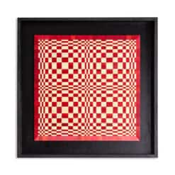 Marianne Leal “Homage to Vasarely” Straw Marquetry Panels - Front View Two - Styylish