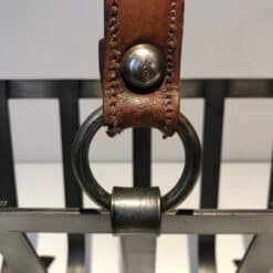 Jacques Adnet Style Leather and Steel Magazine Rack - Image 8