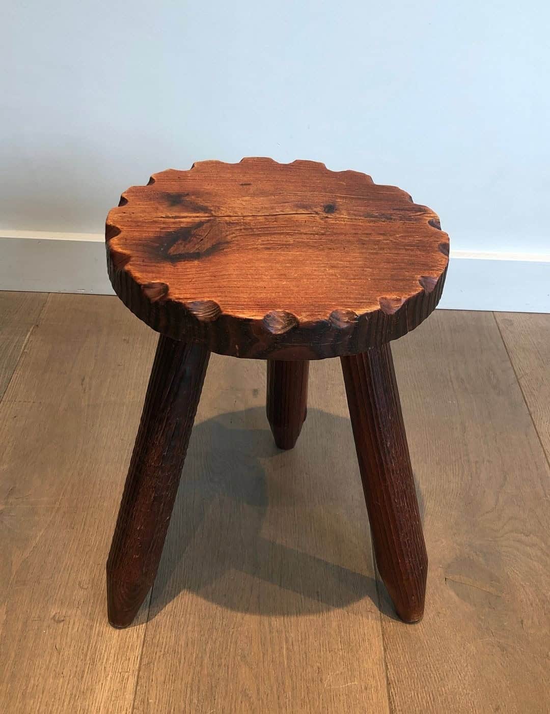 French Brutalist Pine Stools - Image 8