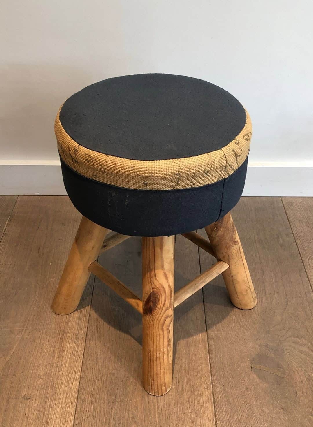 Pair of Solid Pine Stools, French Work, circa 1970 - Image 8
