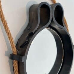 French Black Ceramic Hanging Mirror - Top Detail - Styylish