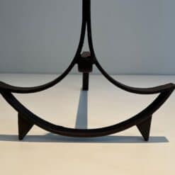 French 1940s Blackened Wrought Iron Andirons - Front Detail Two - Styylish