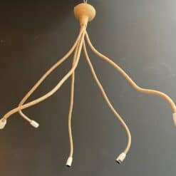 French 1970s Natural Rope Chandelier - Wide View - Styylish