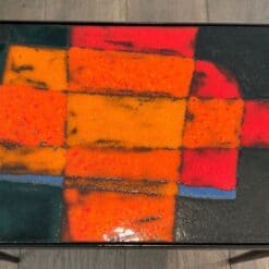French Mid-Century Hand-Painted Ceramic Tile Side Table - Ceramic Detail Two - Styylish