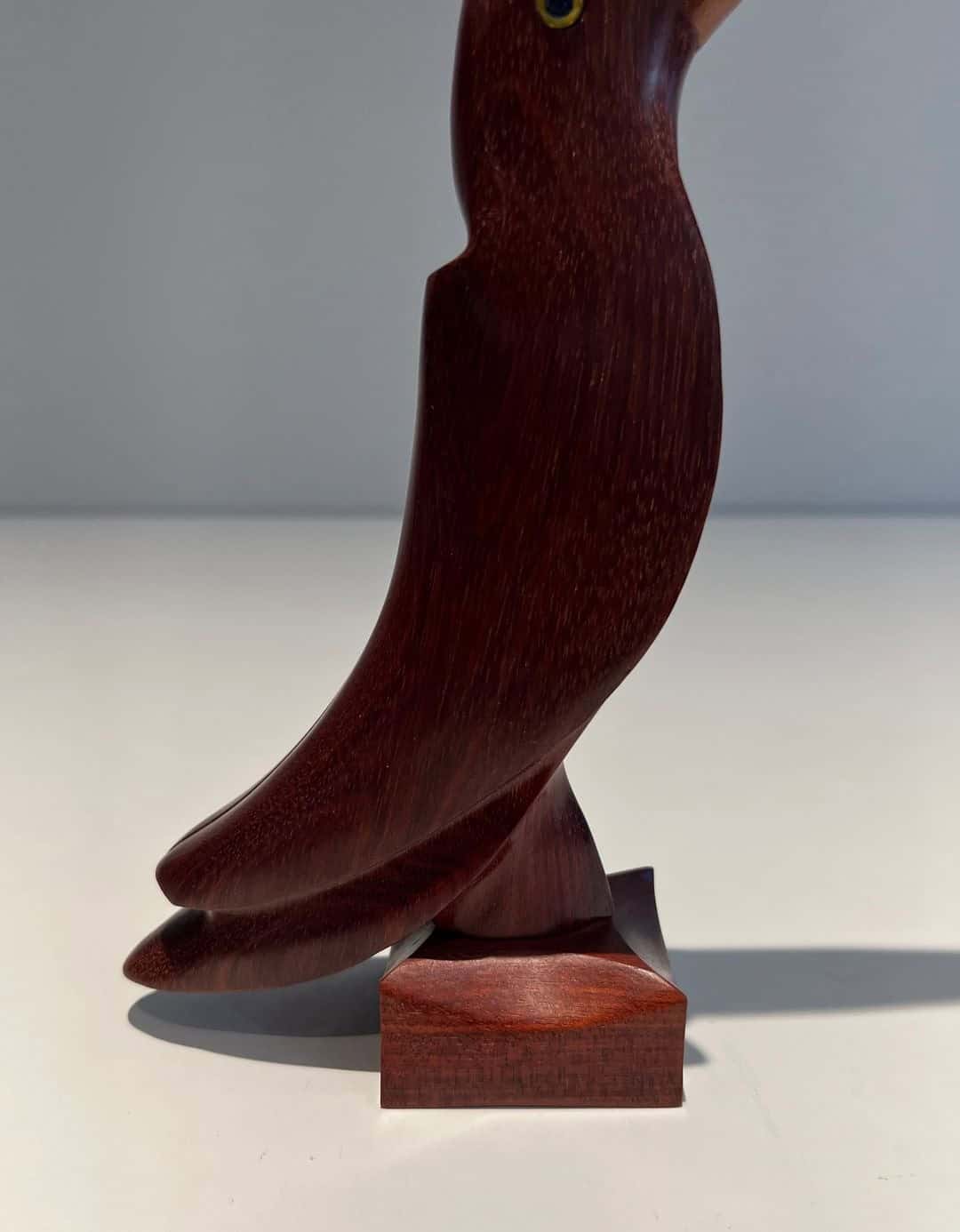 French 1970s Carved Hardwood Toucan Sculpture - Tail Detail - Styylish