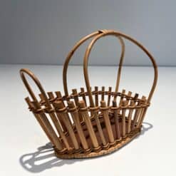 French 1970s Rattan Bottle Holder - Alt Angled View - Styylish
