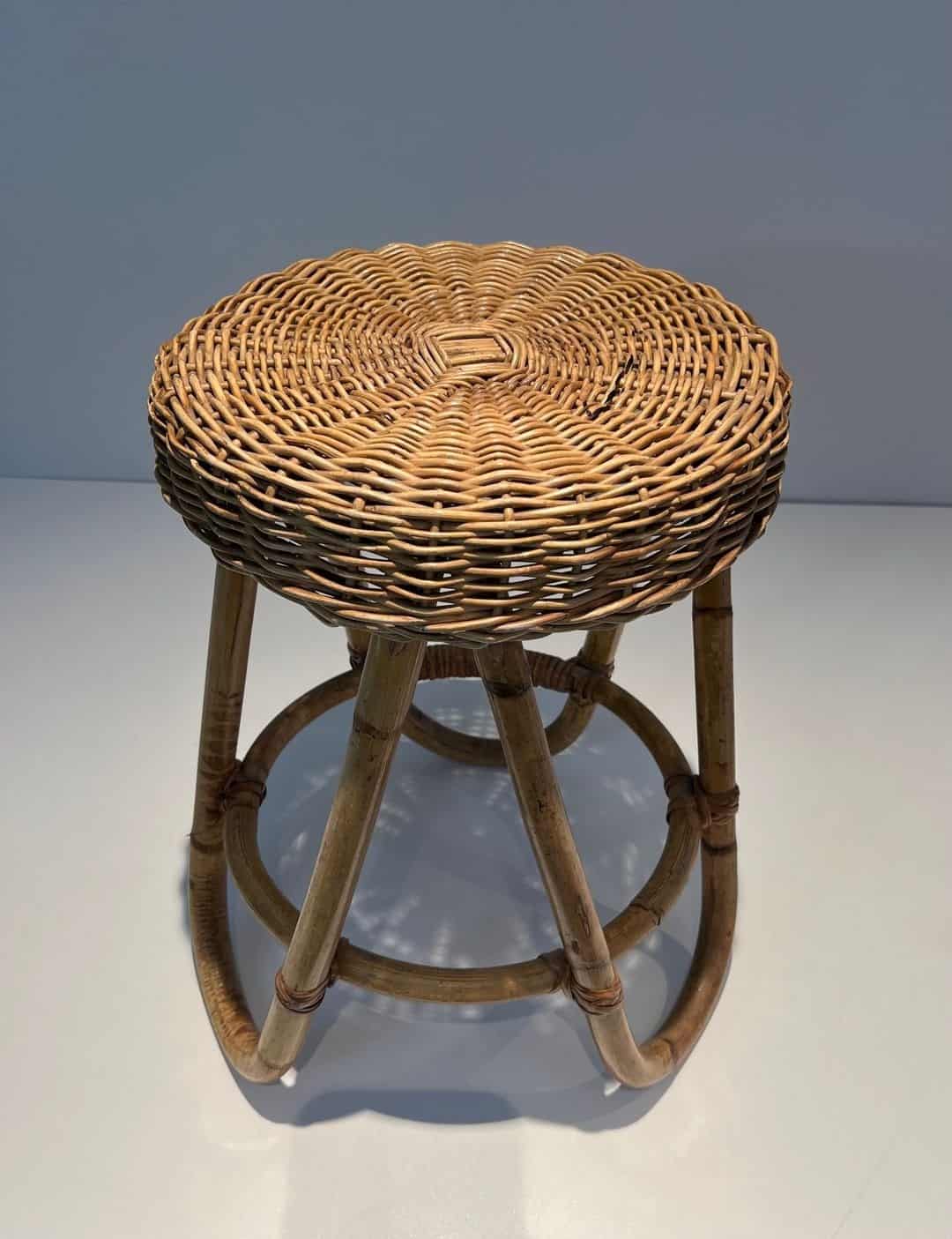 Franco Albini Style Rattan Stool - Image 8