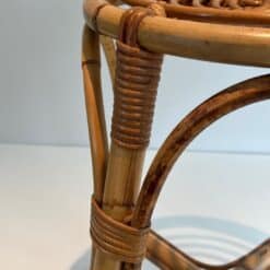 French 1940s–1950s Rattan Drum Stool - Image 8