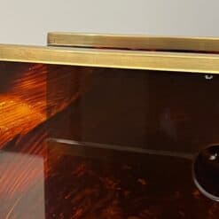 French 1970s Faux Tortoiseshell Plexiglass and Brass Magazine Rack - Image 8