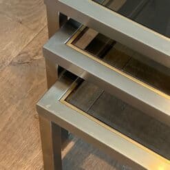 Guy Lefèvre Style Smoked Glass Nesting Tables - Image 8