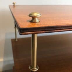 Maison Jansen Mahogany and Brass Three-Tier Side Tables - Knob Detail - Styylish
