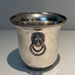 Pair of French Silver-Plated Champagne Buckets with Lion Masks - Front View - Styylish