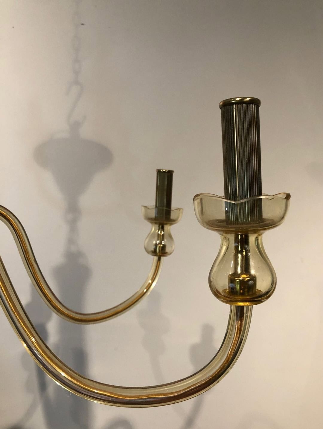 Pair of 1970s Murano Champagne Glass Chandeliers - Image 8