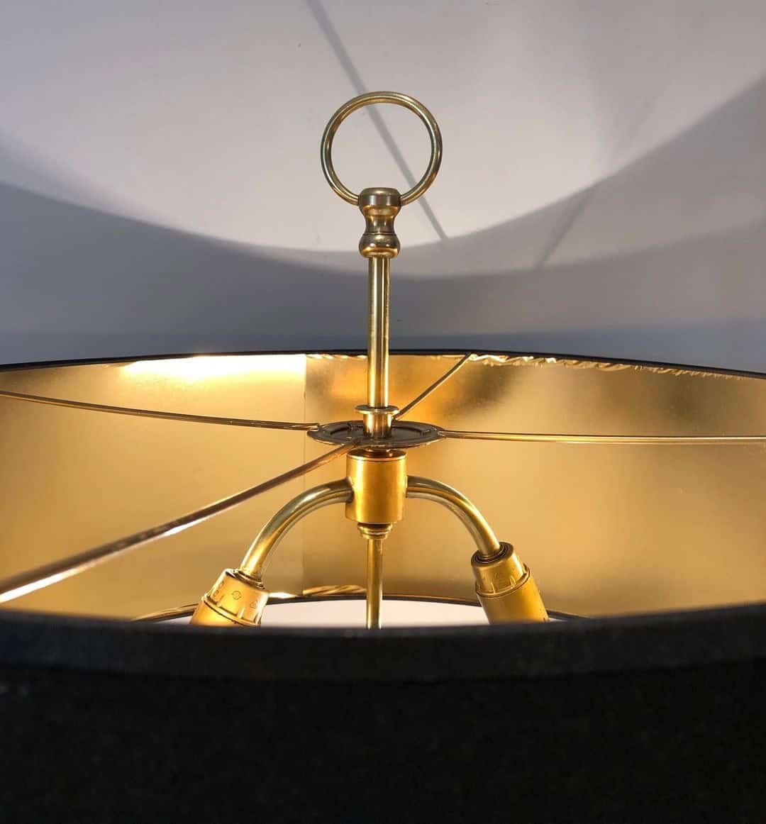 Pair of French Adjustable Table Lamps, Brass White Lacquer, Circa 1940 - Image 8