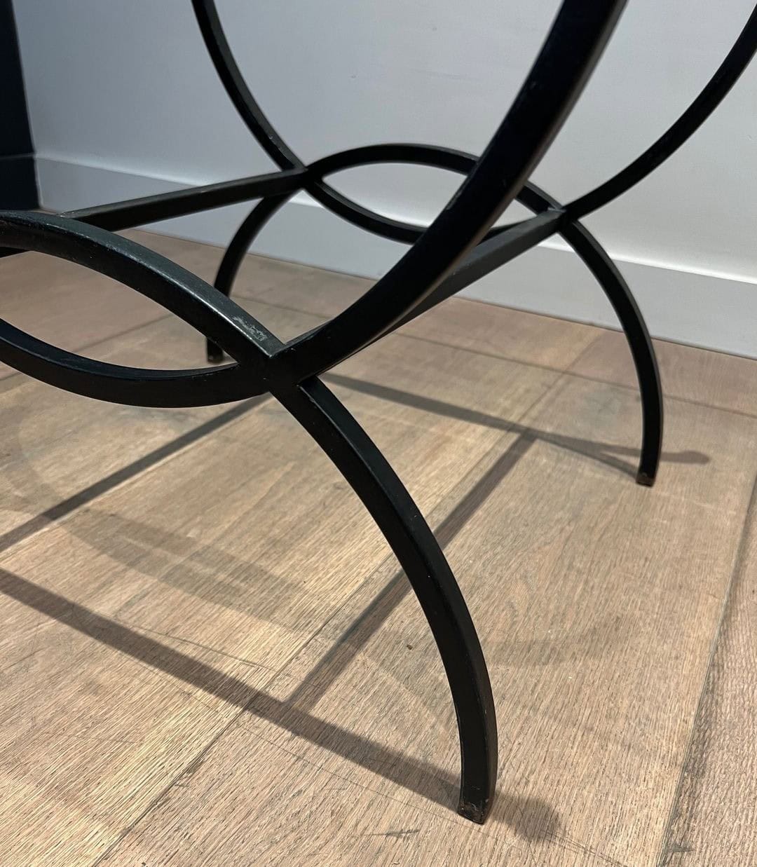 French Mid-Century Black Iron and Glass Side Tables - Image 8
