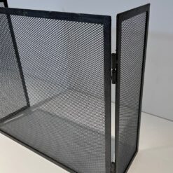 Blackened Steel Three-Panel Fireplace Screen - Side Panel Folded - Styylish