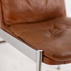 Set of 6 Italian Faux Leather Chairs - Seat and Leg Detail - Styylish