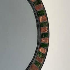 French Mid-Century Ceramic and Brass Round Mirror - Right Edge Detail - Styylish