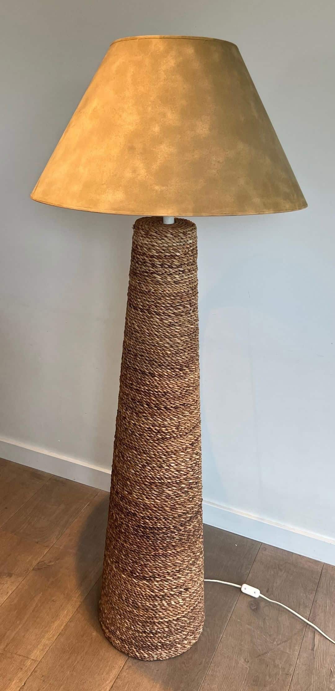 Audoux-Minet Style Rope Floor Lamp - Wide View Two - Styylish