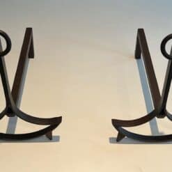 French 1940s Blackened Wrought Iron Andirons - Top Pair View - Styylish