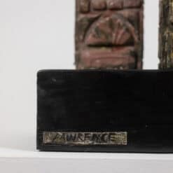 Lawrence Signed Double-Sided Carved Wood Sculpture - Signature Detail - Styylish