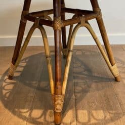 French Mid-Century Trampoline Rattan Coffee Table - Image 9