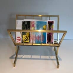 French 1970s Brass Magazine Rack - Image 9