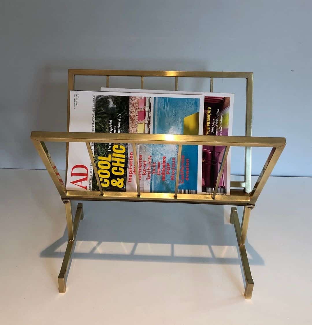 French 1970s Brass Magazine Rack - Image 9