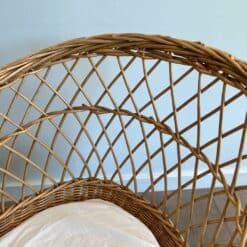 French 1940s Vintage Rattan Baby Cradle - Image 9