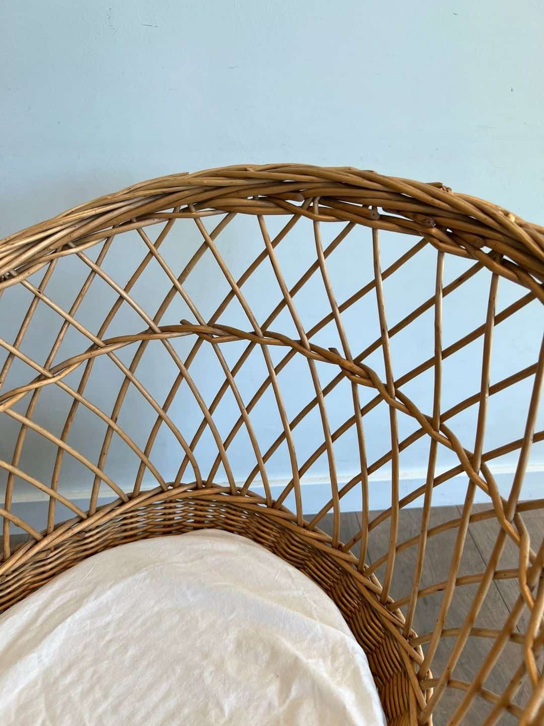 French 1940s Vintage Rattan Baby Cradle - Image 9