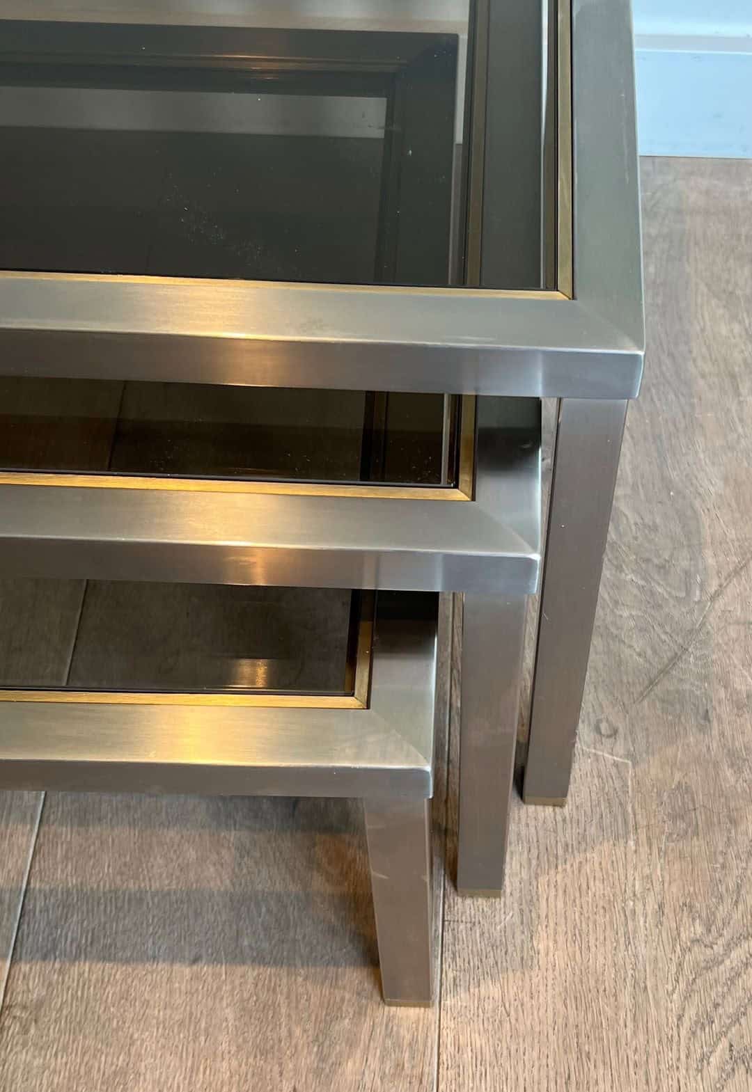 Guy Lefèvre Style Smoked Glass Nesting Tables - Image 9