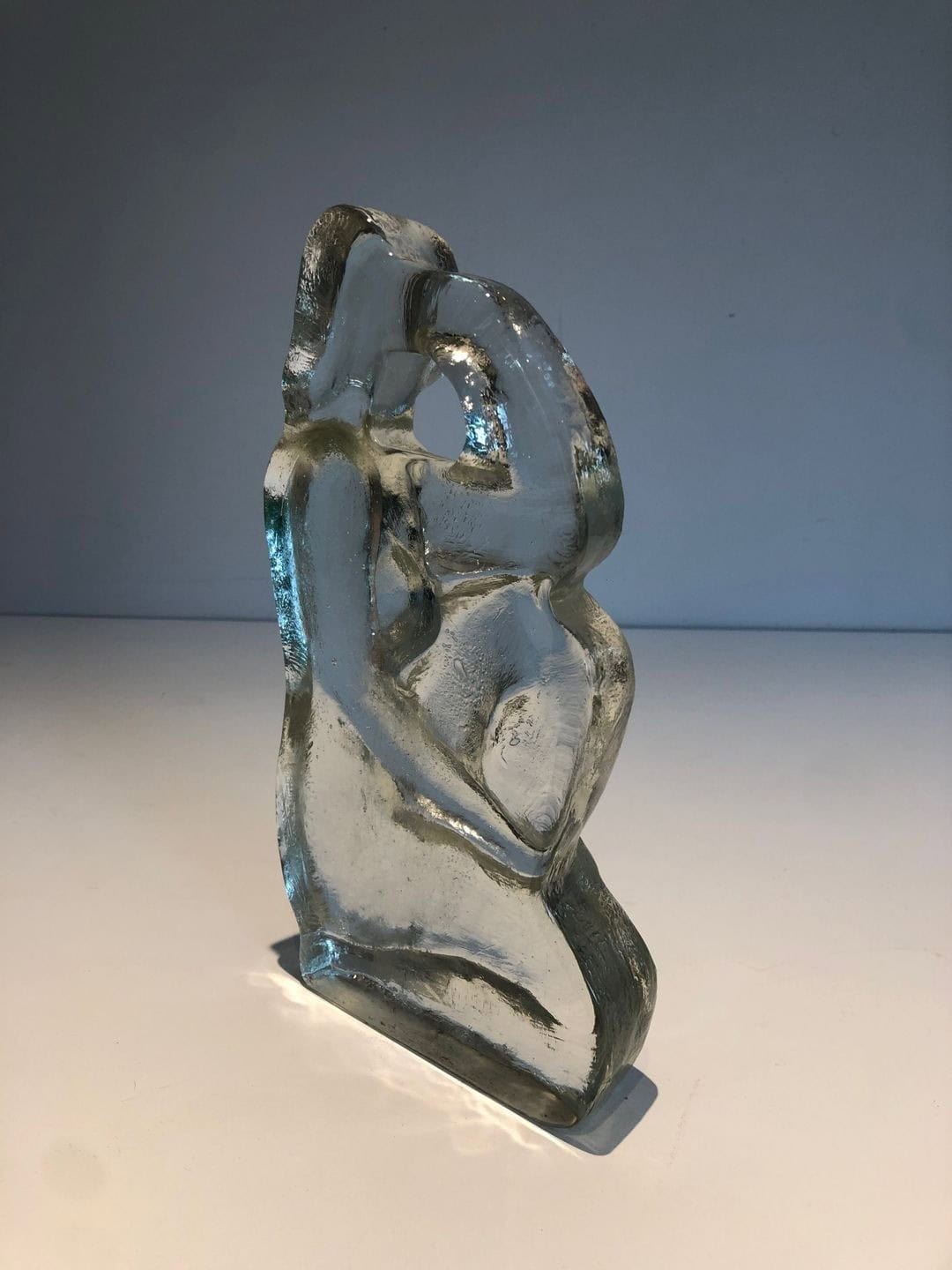 French Art Deco Style Clear Glass Female Nude Sculpture - Angled View Four - Styylish