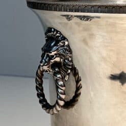Pair of French Silver-Plated Champagne Buckets with Lion Masks - Lion Detail - Styylish